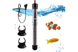 Vegena Aquarium Heizung, 200L 200W Einstellbarer Thermostat Aquarium Heizstab Aquarium Heizer mit 2 Saugnapf, Aquarienheizer für Fischtanks und Aquarium