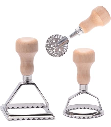 Set 4 Stampini Per Ravioli Con Manico In Legno - Tagliapasta Multiuso Per Casa E Cucina | Rotella Per Pasta - Foto 13