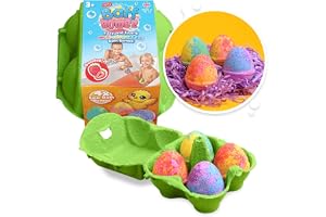 ZIMPLI - 4 x mousserande ägg badbomber, chokladkaka alternativ fuktgivande badbomber presentset, påskgåva för barn 4 5 6 7 8 9 år