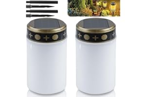 Vaileal 2 lumini tombali: luce solare, 7 x 12 cm, LED, impermeabili, esterni, sensore di luce, con picchetto