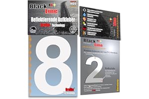 ‎MDS BRAND MDS Brand 10cm Zahlen Aufkleber Reflektierende | LKW Marking Grade Reflektoren für Hausnummer & Mülltonnen Aufkleber Weiss Reflex (8)