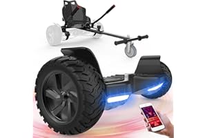 FUNDOT Hoverboards with seat,All terrain Hoverboards with hoverkart,8.5 inch Self Balancing Scooter go kart,Off-Road Hoverboards with Bluetooth Speaker,APP,LED,Powerful Motor,Gift for Children Adults
