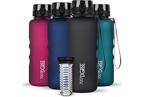 ‎720°DGREE 720°DGREE Trinkflasche “uberBottle“ 350ml, 500ml, 650ml, 1l softTouch +Früchtebehälter - Auslaufsicher, BPA-Frei - Schmale Wasserflasche für Kinder, Schule, Sport, Fahrrad, Gym, Fitness, Outdoor