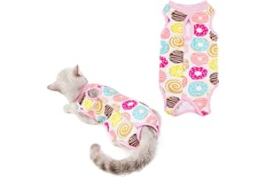HACRAHO Katzenrettungsanzug, 1 PCS Donut Pattern Cat Recovery Suit Und Atmungsaktives Cat Surgery Schutzhemd Nach Recovery Surgery Für Katzen, Brustumfang 17.32"