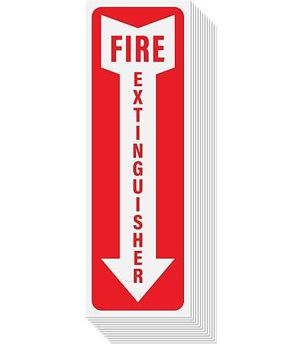 2 Sets 3D Fire Extinguisher Sign Arrow Down Fire Projection Wall Sign 12 X4 Waterproof Fade Resistant Reflective Aluminum Panel Pre Drilled Mounting Holes