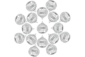 HUSALSEA 24 PCS Disco Ball, 1.57 Inch Disco Ball Decorations, Silver Glitter Ball, Hangable Mirror Ball Wedding Party Gathering Rotating Disco Ball, Mirror Ball for Christmas Tree Decoration