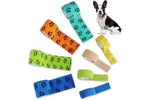 HEQISHUN 8 Piezas Cinta Adhesiva para Heridas para Perros Vendaje Autoadhesivo para Mascotas Venda De Fijación Flexible y Elástica