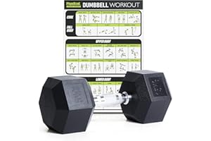 PhysKcal Hex Dumbbells Set, Odourless Poly Rubber Encased Dumbbells 2.5KG~30KG Single or Pair, Home Gym Weights Set