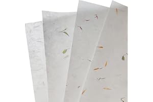 Wonninek 60 Sheets Mulberry Paper, 11.8" x 15.7" Handmade Natural Fiber Rice Paper, Translucent Art Tissue Origami Japan Washi Paper, Chinese Xuan Paper, Thin Decoupage Paper for Lamp, DIY Crafts