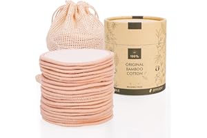 UNIMEIX Make-Up Pads, Washable Cotton Pads, Pack of 20, Reusable Cotton Pads, Make-Up Remover Pads, Sustainable Products with Washable Laundry Bag and Round Paper Tube