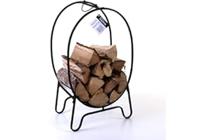 Marko Fireside Firewood Rack Log Storer Indoor Fireside Wood Cart Mover Carrier Stand Storage (Helsinki Oval Log Store)