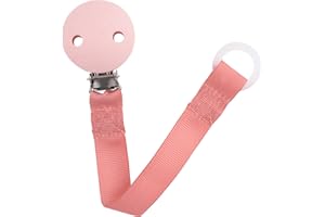babynova Schnullerband mit Clip und Silikonring - Schnullerhalter kompatibel mit jedem Schnullern - Kinderwagen Zubehör - BPA-frei - Rosa