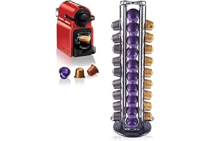 MeelioCafe Portacapsule rotante per 40 Nespresso capsule, porta capsule caffè rotante per cialde caffè Nespresso, accessori dispenser capsule Nespresso,Nero