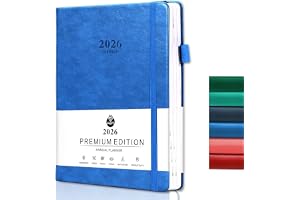 2026 Weekly Monthly and Daily Planner, A5 Notebooks, with Elastic Closure, Thick Cover Paper, for Office, School, Home, 388 Pages (Light Blue)
