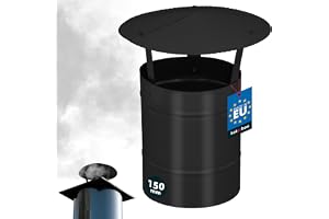 KOTARBAU® Skorstenshuv - Skorstenshatt - Galvaniserat Stål och Pulverlackerat Stål - ø 150 mm - Svart - Regnhuv Skorsten - Sk