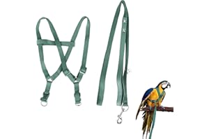 Camidy Kit de Arnés Y Correa para Pájaros Ajustable Correa de Pájaro para Cacatúas de Guacamayo para Loros Caminata de Entrenamiento Exterior para Loros de Aves Grandes