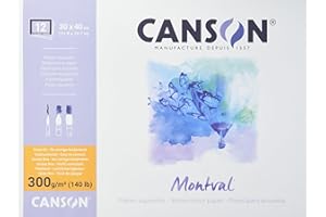 CANSON Montval - Bloc 12 feuilles papier aquarelle - Grain fin - 30 x 40 cm - 300g/m²
