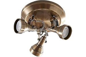 Lindby lampa sufitowa 3 -punktowa 'PERSEAS', styl industrialny, m. in. do salonu, jadalni, kolor brązowy, mosiężny, metal, żarówka GU10