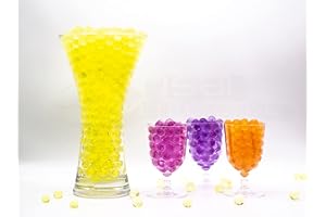 Risai Bolas Gel de Agua, Perlas Bolitas de Agua No Tóxicas Crecen en Agua, Water Beads para Jarrones Decoración Plantas Flores, 500pcs, Yellow 10g