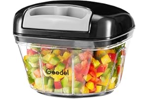 Geedel Manual Pull Food Chopper, 500ML Hand Pull String Onion Chopper Dicer for Kitchen, Easy Cleaning food Chopper for Vegetables, Fruits Nut Garlic Grey Black
