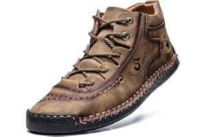 puruismate Herren Lederschuhe Casual Sneaker Bequeme Mode Loafers Leichte Freizeitschuhe für Herren, Gehen, Autofahren, Büro, Business（EU40-50）