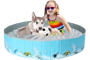 COMSLE Piscina Pieghtvole per Cani Grandi, Antiscivolo Piscinetta per Cani Bambini Stabile Portatile, Resistente Piscina Cane in PVC 80cm / 120cm/ 160cm, Oceano