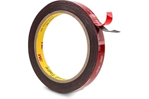 3M Doppelseitiges Klebeband Montageband 12.5mm x 4.7m Schwarz 1 Rollen 0.6mm dick 5925 Schaumstoffband Schwerlast Extra Stark für Auto Dekoration Heim Büro