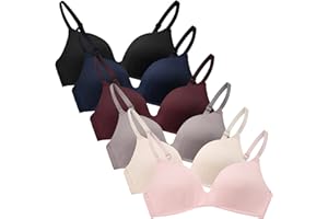 Happy Cherry - Girls First Bra Sport Bras Wireless Bralette Cotton Crop Top 3/4/5/6 Pieces Thin Breathable Pad Underwear Top Teen Girl with Removable Adjustable Strap for 12-18 Years