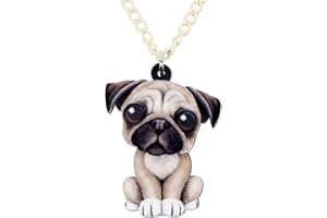 DUOWEI Acrylic Cute French Bulldog Pug Dog Necklace Anime Halloween Pendant Jewelry for Women Teen Girls Charms Gifts beige
