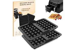 ‎BSHANO Airfryer Zubehör Waffeleinsatz für Ninja Heißluftfritteuse Zubehör, Kompatibel mit Ninja AF400EU, AF300EU, SL400EU, SL451EU und AF500EU Doppelt Backschaleneinsatz, 2 Stück Silikon Belgische Waffelform