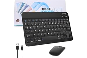 OGRMAR Ultra-Slim Bluetooth Keyboard and Mouse Combo 10 inch Wireless Keyboard and Mouse Set 2.4GHz Portable Rechargeable Bluetooth 3.0 Silent Keyboard for iPad, Mac, Windows, Android Smartphone, Black