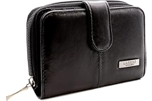 WOODLAND LEATHERS Women's Small Purse, Real Leather Zip Wallet with Coin and Key Pocket for Ladies