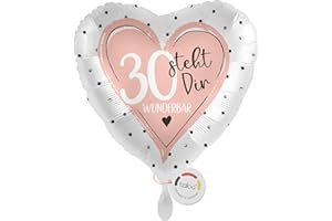 balloa Folienballon zum 30 Geburtstag, rosa Herz steht dir wunderbar, Helium-Ballon Geburtstagsgeschenk für Frauen, elegante Party Deko zum 30 Geburtstag Feier, 33cm
