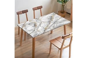 Morbuy Tovaglia con Bordo Elastico Rettangolare, Stampa Marmo Tovaglie Elastica Impermeabile Antimacchia Copritavolo Quadrato da Esterno Resistente al Vento per Giardino (170x95cm,Oro Grigio)