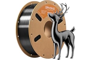 Filamento PLA ERYONE Ultra Seda para impresora 3D, 1,75 mm, tolerancia: ± 0,03 mm, 1 kg (2,2 libras) / carrete, Negro