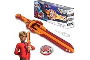 INFINITY NADO toupie métallique, avec Lanceur d'épée, toupie Lumineuse, pour Enfants garçons Filles de 5, 6, 7, 8, 9, 10 Ans et Plus, Blazing War Bear, Rouge.