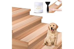 Lociban Tappetini per Scale, 15 Pezzi Trasparenti Antiscivolo per Tappeti Strisce, 15x80cm Tappetini Interno per Pavimento, Nastro Antiscivolo per Gradini, Autoadesivo con Pala