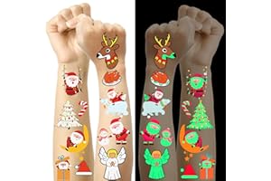 JOYEASE Weihnachts Tattoo, 10 Bögen Leuchtende Kindertattoos Adventskalender Füllung Kinder, Kleine Weihnachtsgeschenke für Kinder Weihnachtsdeko, Nikolaus Geschenke