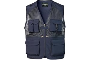 Harbrosrce Chalecos Exteriores para Hombre Pesca Chaleco Casual Rápido Secado Chaquetas sin Mangas con Multibolsillo para Trabajo Deportivo Caza Fotografo Senderismo Acampa