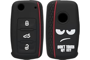 kwmobile Autoschlüssel Hülle kompatibel mit VW Skoda Seat 3-Tasten Autoschlüssel Hülle - Schlüsselhülle Don't Touch my Key Weiß Schwarz Rot