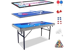 ‎HLC HLC 5 in 1 Klappbar Billiardtisch/Pooltisch,Tischtennisplatten,Shuffleboard,Curling,Bowling,Air Hockey Tischspiel Sie lässt Sich schnell auf- und abbauen.