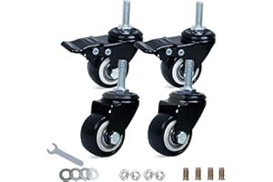 ZephyrCraft 4 Stück Möbelrollen Schwerlast, 40mm Schwerlastrollen (2 mit Bremse), Lenkrollen mit Schrauben, No Noise Polyurethan (PU) Transportrollen mit Gummibeschichtung