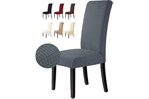 BALLADHOME Pokrowce Na Krzesła 6 Sztuki Pokrowców Na Krzesła Do Jadalni Rozciągliwy Pokrowiec Na Krzesło Uniwersalne i Zmywalne Do Domu Jadalni Hotelu Wystrój Domu (6 Sztuki, Ciemnoszare)-M