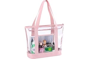 BORMELUN Transparente Tragetasche, Handtaschengriff mit Reißverschluss für die Arbeit, Kunststoff, transparent, durchsichtig