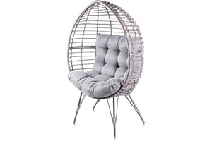 Alfresia Standing Egg Chair – Free Standing Rattan Egg Chair, Suitable for Indoors and Outdoor Seating, Weather-Resistant and Polyester Cushion Included, For Garden Seating and Conservatory