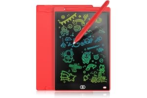 Genialba Tablet LCD do Pisania 8,5 Cali Kolorowy Tablet Elektroniczny Ekran do Rysowania Zabawka Edukacyjna Prezent dla 2 3 4 5 lat Chłopcy Dziewczęta Boże Narodzenie Urodziny (Czerwony)