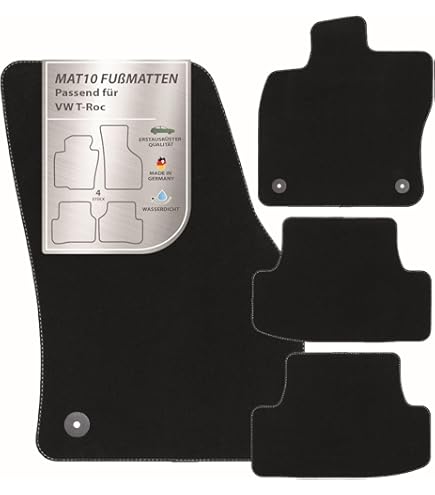 moto-MOLTICO Fußmatten Auto Velours Autoteppiche Schwarz Automatten Set 4-teilig - Auffälliges Design - passend für VW T-ROC Seat Ateca Skoda Karoq ab 2016 (Blaues Muster
