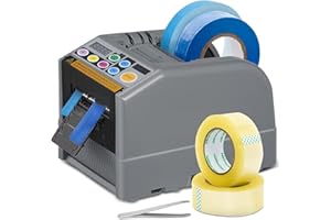 Yigowyigo Distributeur Automatique de Ruban Adhésif, Machine D'emballage Multifonctionnelle de Coupe-colle Électronique 6-60mm Coupé 1/2 Rouleaux, Découpe électrique Ruban pour le Bureau et la Maison