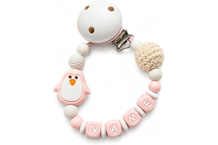 Produktabbildung zu Schnullerkettenwelt Schnullerkette mit Namen personalisiert Baby Geschenk | Personalisiertes Babygeschenk zur Geburt, Taufe & Babyparty – Silikon & Holz, Handarbeit, für Mädchen & Jungen