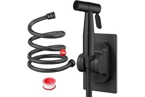 DEANKEJI 1,5 Metros Acero Inoxidable Grifo para WC-Conjunto, Negro Duchas Higienicas para WC con Manguera, Pulverizador de Bidé, Ducha Inodoro, para Baño, Cocina, Hotel